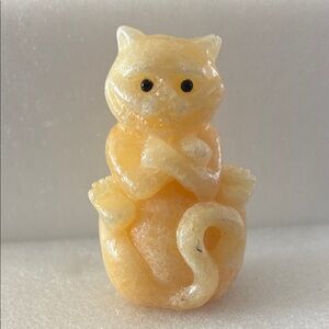 Cheshire Cat carving in Yellow Jade